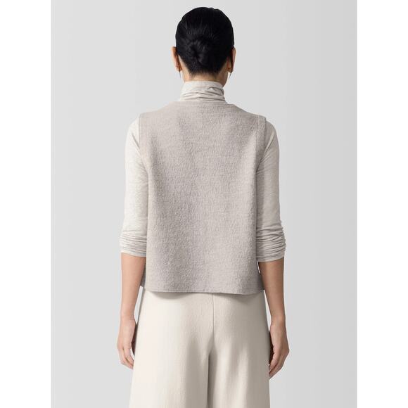 Eileen Fisher Lightweight Boiled Regenerative Wool Vest Dove Light Gray, 2X - Picture 2 of 12